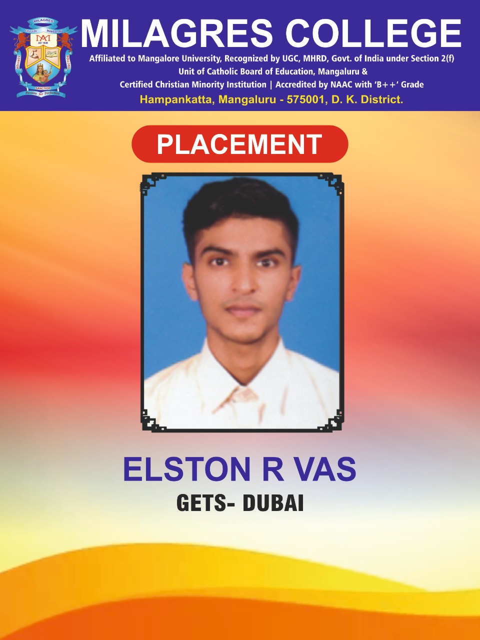 Successfully placed student
